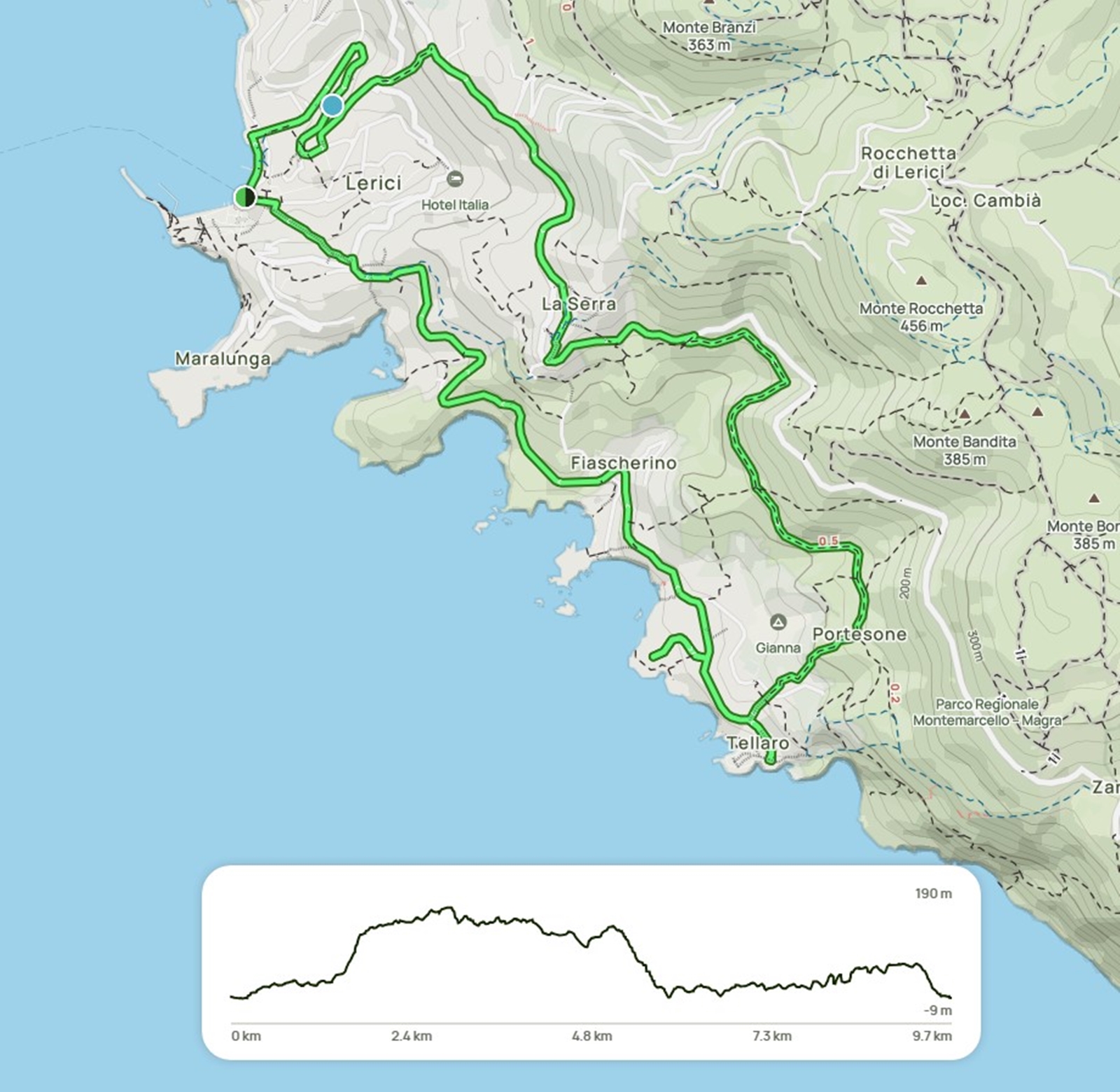 Vandringskarta Lerici Tellaro 2024